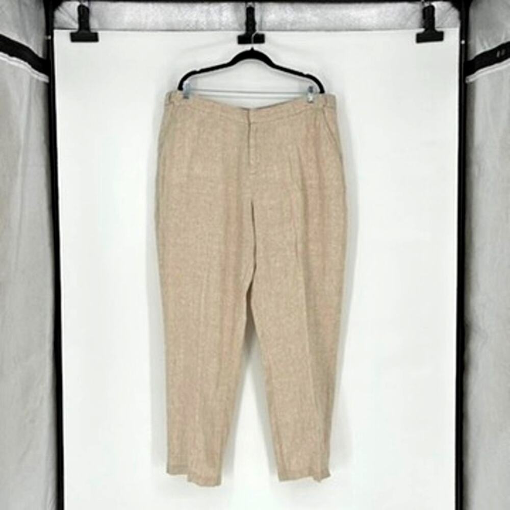 NWOT Coldwater Creek Tan Straight Leg Linen Trousers Plus 20W - Office - Summer